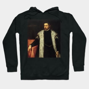 Twenty-five year old Youth with Fur-lined Coat by Tintoretto Hoodie